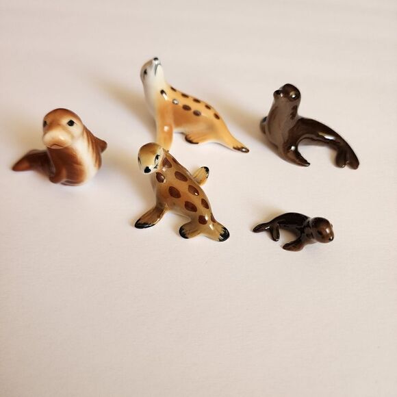 no brand Other - Set of 5 Miniature Bone China Seals and Walrus